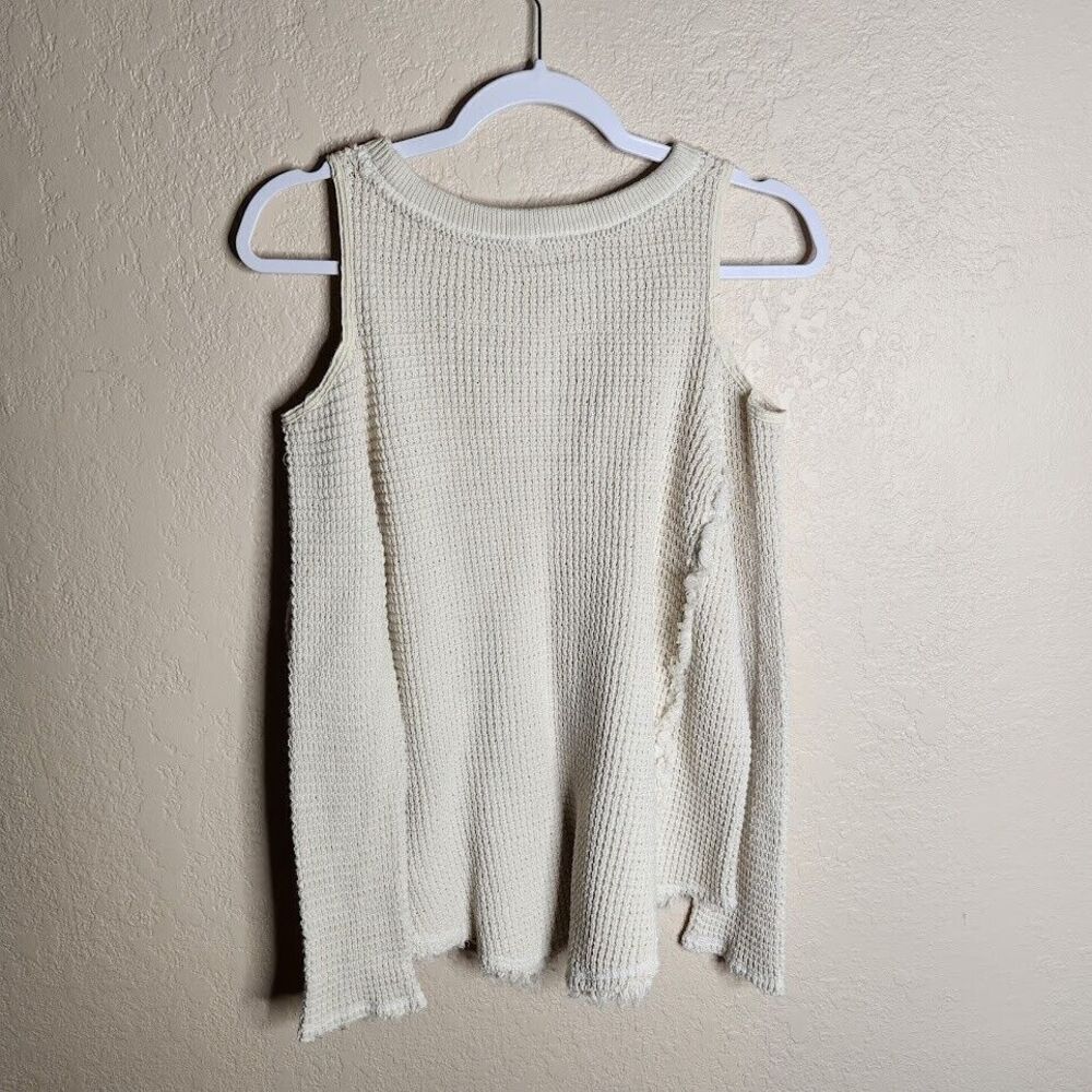 Free People Sunrise Sweater Women S Ivory Cold Shoulder Waffle Knit Thermal Boho